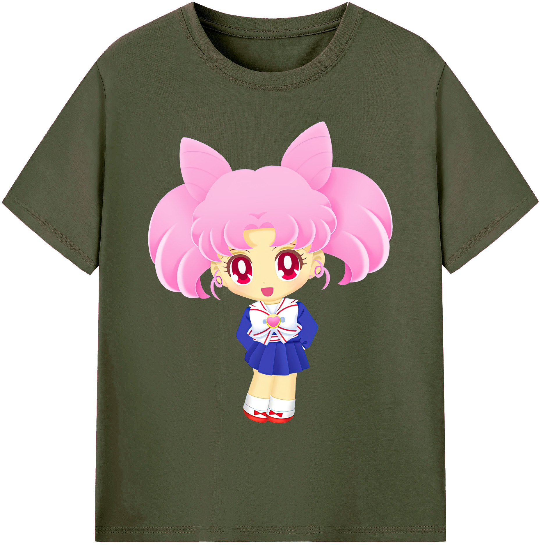 （画像用） 美少女戦士セーラームーン ちびうさ Sailor Moon Chibiusa Tsukino Usagi Small Lady Serenity 綿100％ メンズ半袖Tシャツ｜肌触りやわらか＆通気性